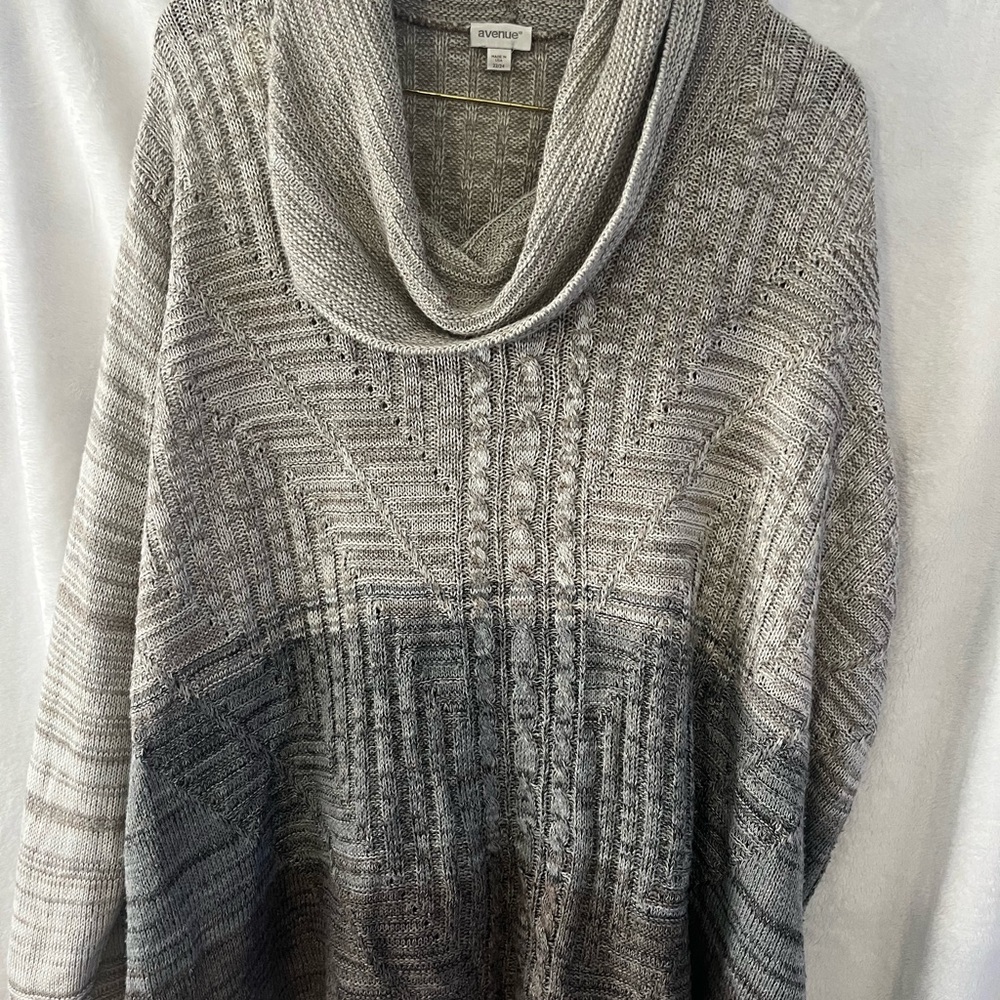 Avenue Gray Cowl Neck Sweater